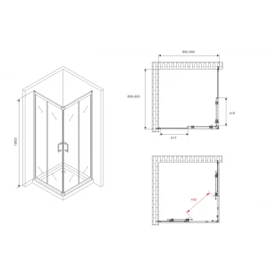 Душевой уголок Abber Schwarzer Diamant 90х90 AG02090B5